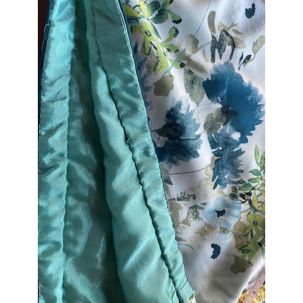 Vtg Handmade Asian Inspired Gold Trim Side Slit Sheath Dress Small Medium Floral - Picture 7 of 8